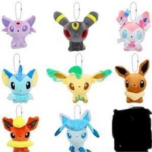 Pokemon Eeveelution Plush Keychain Set - Glaceon, Umbreon, Espeon, Flareon, etc.